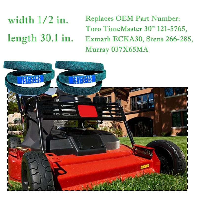 IKSI 121-5765 Drive Belt fits Toro Timemaster Turfmaster Mower 30" Deck 20199 20200 (2 Pack) - Image 2